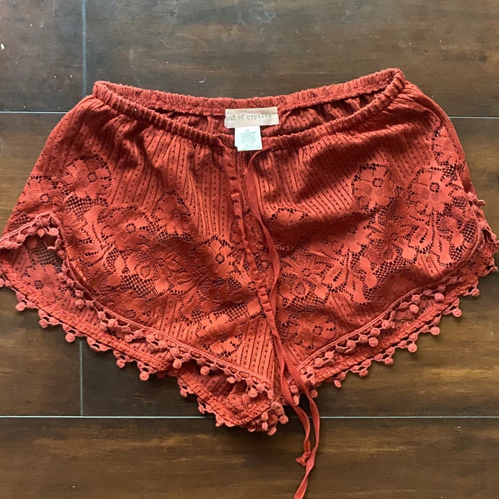 Urban Outfitters Band of Gypsies burnt orange lace shorts
